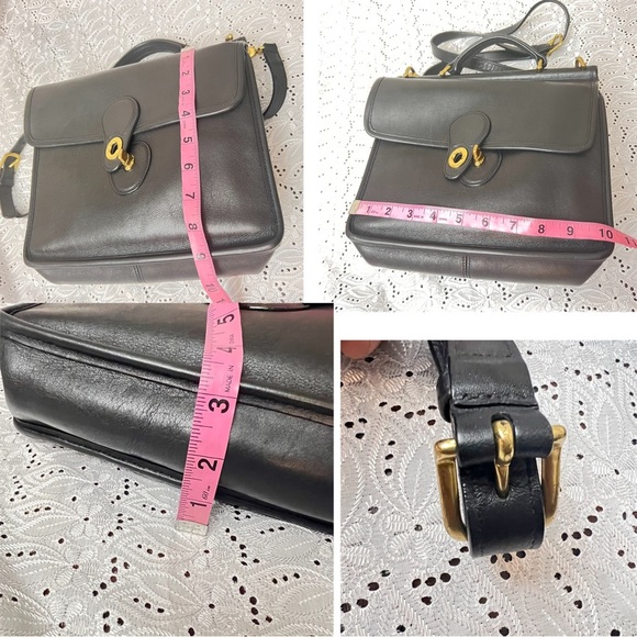 Vintage Coach Black Leather Willis Crossbody/Satchel Bag 9927 - Picture 10 of 12